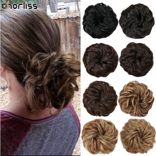 Synthetic Hair Bun Extensions Curly Messy Bun Hair Band Elegant Chignons Wedding Blonde Hair Pieces For Black Women And Children