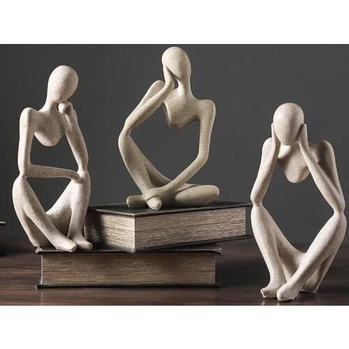 Nordic Abstract Thinker Statue Resin Figurine Office Home Decoration Desktop Decor Handmade Crafts Sculpture Modern Art statue
