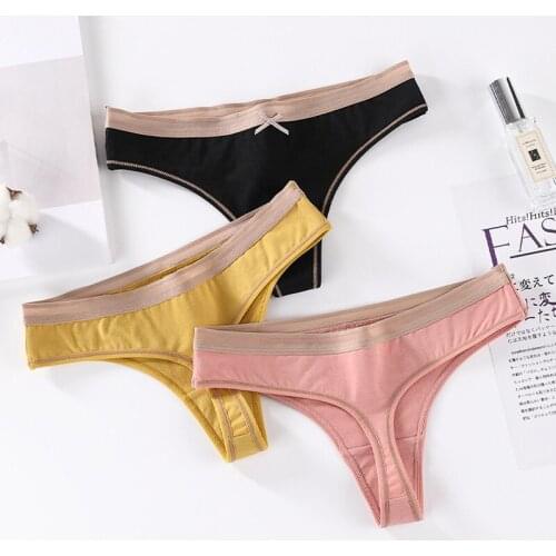Womens Underpants Lingerie Cotton G-String Panties Comfortable Low-Rise T back Underwear Female Breathable Thong Intimate