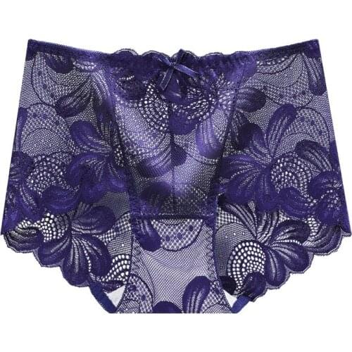 New Sexy Lace Hollow Transparent Woman Panties Middle Waist Thin Breathable Female Breifs High Elasticity Calcinha Underwear