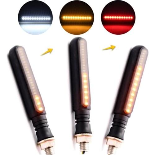 2Pcs Universal flowing water flicker led motorcycle turn signal Indicators Blinkers Flexible Bendable Amber light lamp#290443