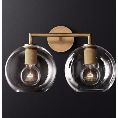 Vintage Retro Loft Clear Glass Ball Shade E27 Edison Bulb Wall Sconce Wall Lamp Bedside Living Room Bedroom