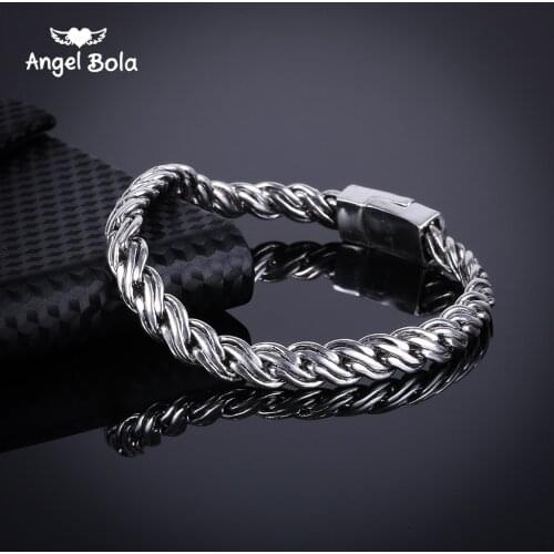 Women Bracelet Biker Wristband Vintage Totem Curved Edging Curb Chain Ancient Silver color Buddha Bangle Jewelry Drop Shipping
