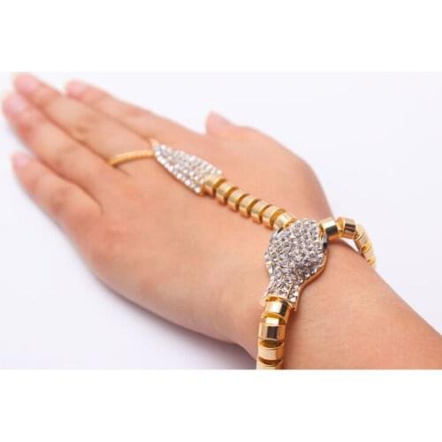 11 Style Punk Exaggerated Snake Gecko Bracelet New High Quality Full Crystal Sequins Connect Finger Bracelets & Bangle For Women