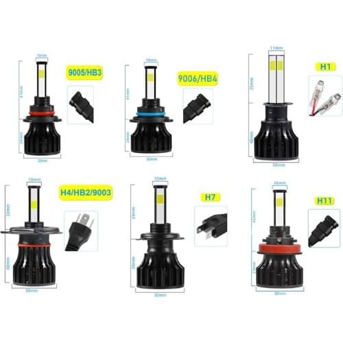 1pair 4Sides LED Headlight Bulbs High or Low Beam Bulbs Fog Light 6500K White U2JA