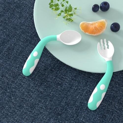 1 PC Baby Utensil Spoon Fork Set with Travel Safe Case Toddler Babies Children Feeding Training Spoon Easy Grip Heat-Resistant