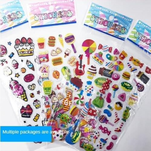3D Three-dimensional Paste Paper Childrens Stickers Cartoon Stickers Kindergarten Reward Bubble Stickers Princess Animation