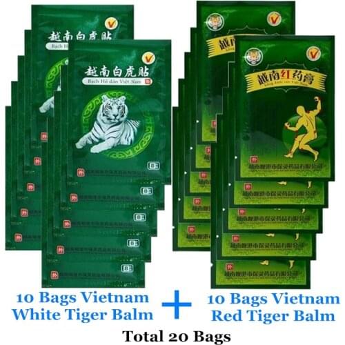 160 Pcs=20 Bags Vietnam White Tiger Red Tiger Balm Plasters Patch Joint Back Body Relaxation Massage Herbal Pain Relief Stickers
