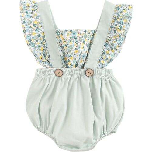 2021 Baby Girl Summer Clothes Girls Flroal One piece Newborn Clothes Cotton Short Sleeve Suspender Skirt Infant bodysuits 0-3Y