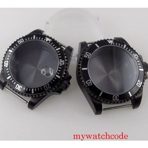 40mm High Quaity SUB Stainless Steel Watch Case Alloy Bezel Insert Sapphire Glass 100m Waterproof 120Clicks Bezel Solid Back