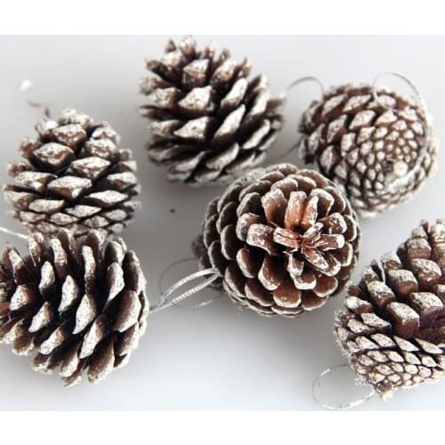 6PCS Wood Pinecone Balls for Home Office Party Decoration Ornament Christmas Tree Hanging Pine Cones 5cm