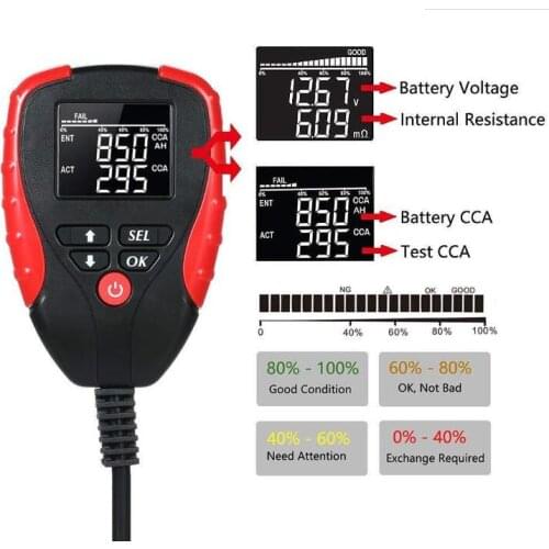 Battery analyzer 12V 100-1700cca 12 Volts Battery tools for the Car Quick Cranking Charging Diagnostic Car Battery Tester