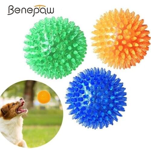 Benepaw Safe Teeth Cleaning Squeak Toy Dog Interactive Play High elastic Small Medium Large Dog Ball Durable Puppy Chew Toy Game