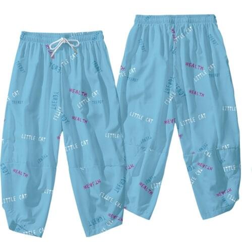 Summer Retro Blue Print Pants Men Clothing Fashion Clothes Loose Casual Pants Harem Pants Plus Size 6XL