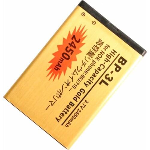 Ciszean 5pcs/lot 2450mAh BP-3L Gold Replacement Li-ion Battery For Nokia 603 701 ASHA 303 Lumia 710 610 505 510 610C 3030 900