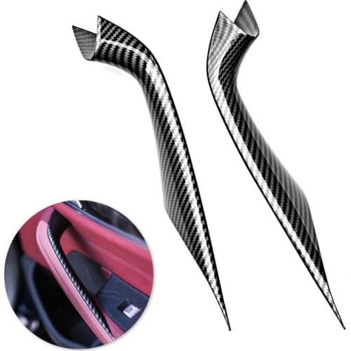 For BMW 5 Series G30 G38 2018 2019 Interior Car Door Handle Pull Cover Carbon Texture Protective Trim