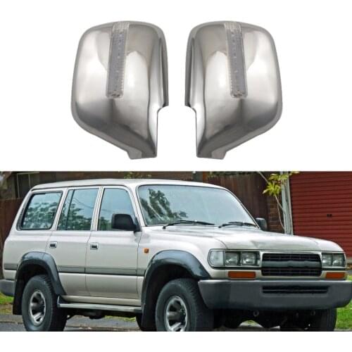 For Toyota Land Cruiser Autana 4500 FJ80 1992-2008 2PCS ABS Chrome plateddoor Rearview door mirror covers with Led