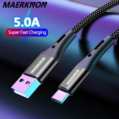 5A USB Type C Cable Quick Charge 3.0 4.0 USB-C Wire For huawei p30 pro xiaomi Samsung Type-c Data Fast Charge Cord Charger Usb c