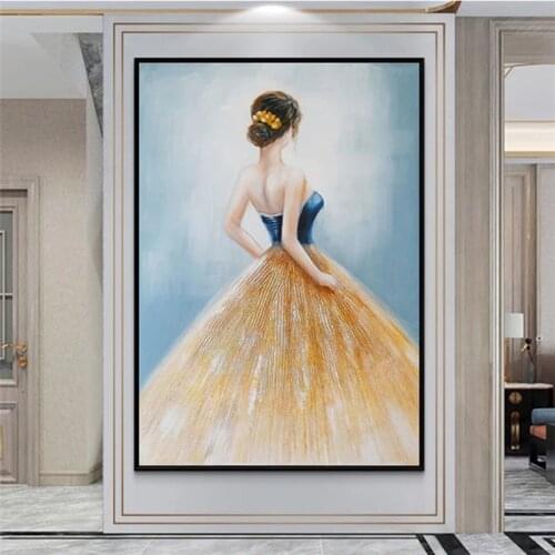 Hand Painted Oil Painting Girl In Wedding Dress painting Wall Art Picture for Living Room Corridor Aisle Home Decor Canvas decor