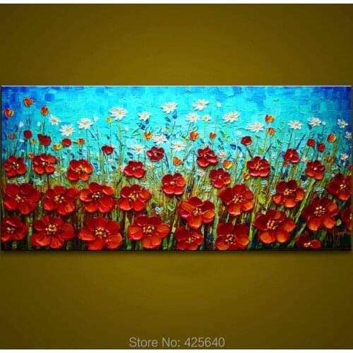 Canvas painting on the wall painting for entrance way canvas wall art photos palette knife hand painted Flowers and plants