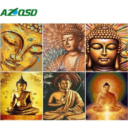 AZQSD Picture By Numbers Buddha Drawing On Canvas DIY Frame Paint By Number For Adults Religion Kits Classical Unique Gift