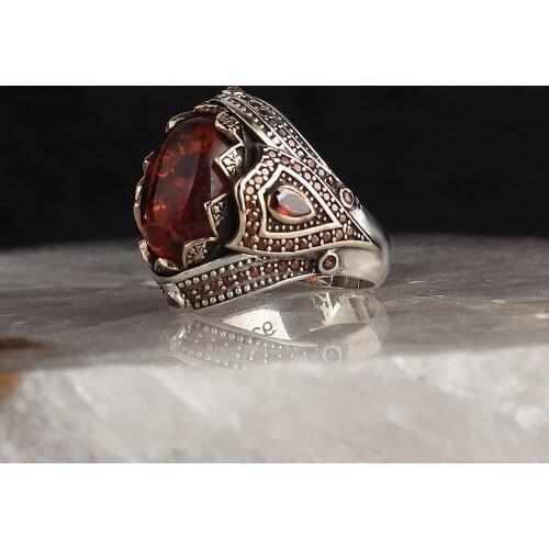 Amber Gemstone 925 Sterling Silver Ring