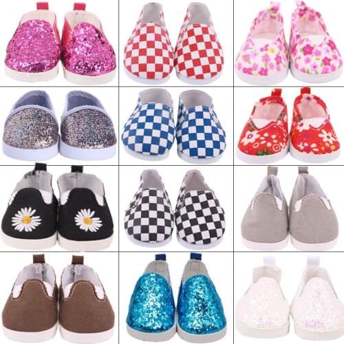 7cm Doll Sequin Canvas Shoes Boots Baby Doll Shoes For 18 Inch American&43Cm Baby New Born Doll Accessories Generation Girl`Toy
