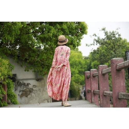 Y792 Summer Coil Zen Pendulum dress Easy Will Code Robe High Lumbar Fold Printing Literature Longuette h190416