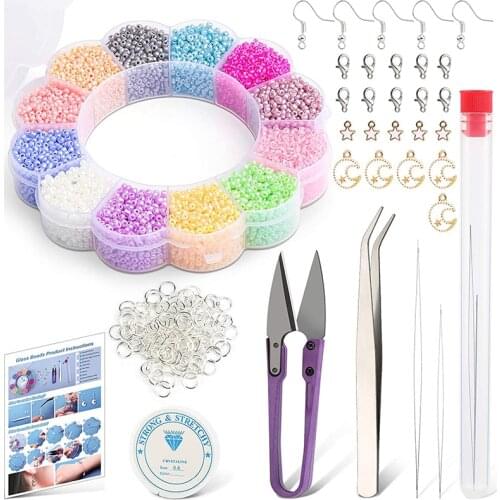 MIUSIE 12 Colors Glass Seed Spacer Beads For DIY Earring Necklace Bracelet Necklace Beads And Jewelry Making