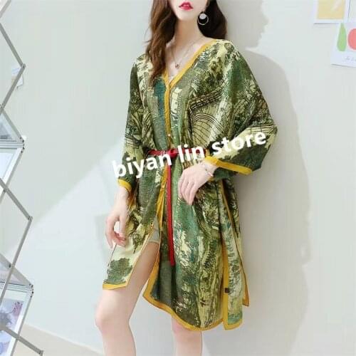 Real Silk Sun-protetive clothing New Fashion dresses Print Dashiki Women or lady dresses