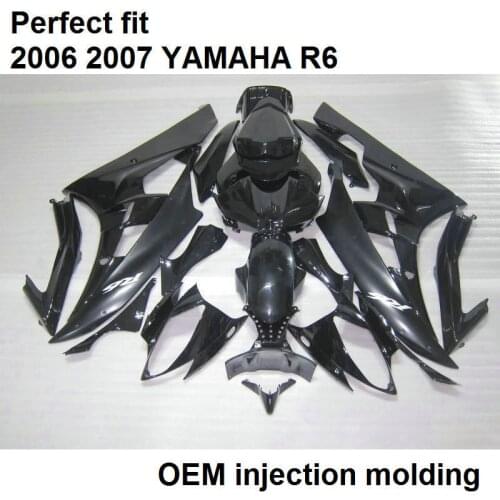 Motorcycle unpainted bodywork fairing kit for Yamaha YZF R6 2006 2007 black fairings set YZFR6 06 07 BN15