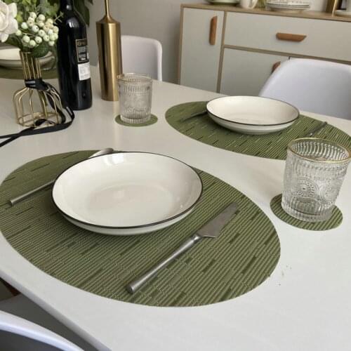 Simple Household Kitchen Waterproof Non-slip Anti-scald Tableware Mat Thickened PVC Oval Heat Insulation Pad Western Placemat