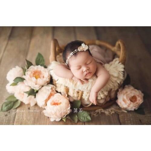 Kids Bed Newborn Photography Props Accessoire Baby Vintage Woven Basket Photo Shooting Infant Props Container For Girl Boy Child