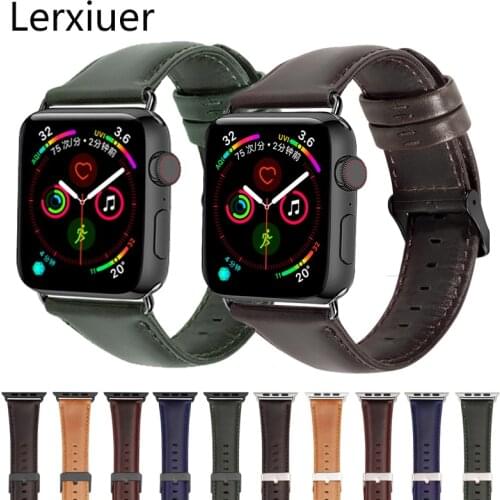 Genuine Leather strap for Apple watch 5 band 44mm 40mm iwatch band 42mm 38mm band bracelet for apple Watch 6 se 4 3 Accessories