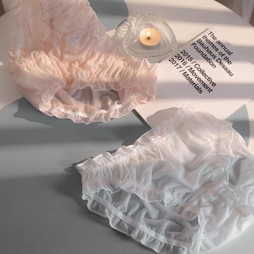 Cute Womens Panties Kawaii Llingerie Femme Japanese Bandage Lace Thongs Women Sexy Briefs Ruffles Young Girls Lolita Panty Bow