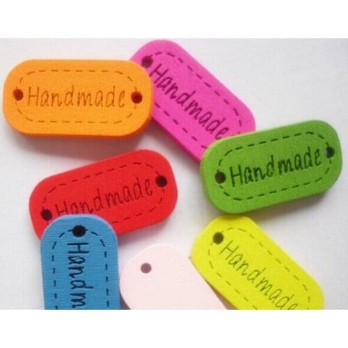 Mixed coloured drawing pattern handmade LOGO laser oval wooden button Sewing buttons