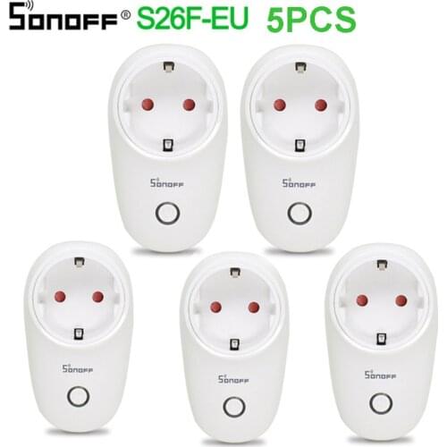 SONOFF S26 Wifi Smart Socket EUEU F Plug 220V Wireless Remote Control Power Wall Outlet Light Switch Timer 10A Alexa Google Home