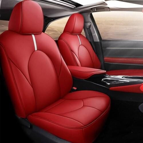 Waterproof PU Leather Car Seat Cover Set For Toyota Camry 80 2018 2019 Front Row + Back Row Seat