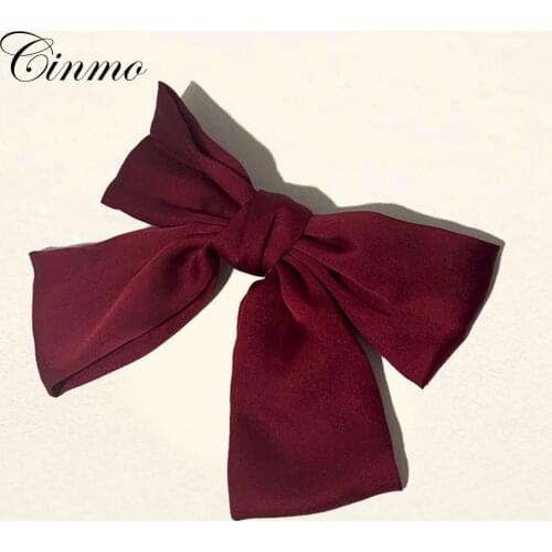 Cinmo Fashion Ribbon Hairgrips Big Large Bow Hairpin For Women Girls Trendy Lady Stain Hair Clip Cute Barrette Hair Accessories