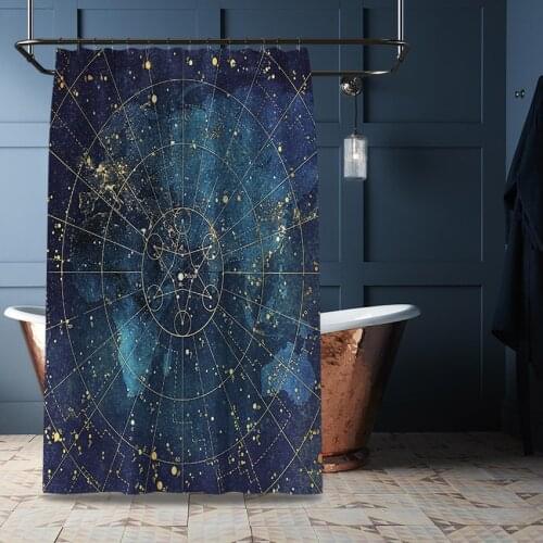 Bathroom Polyester Shower Curtain Geometric Starry Sky Waterproof Bathing Shower Cover Mildew Proof Bathtub Insulation for Home