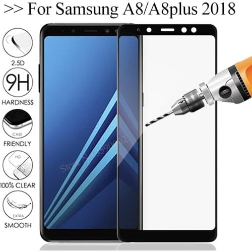 Safety Glass For Samsung A8 2018 Tempered Glass on the For Samsung Galaxy A8 Plus 2018 A730F A530F a8plus a 8 a8+ 8a Glas Cover