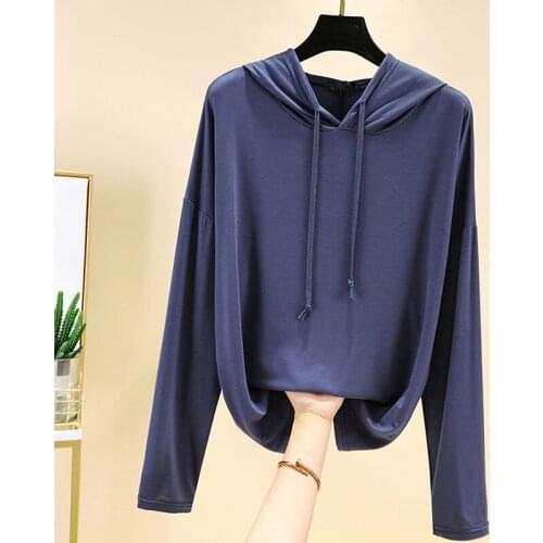 Womans Sweatshirts Solid Colors Korean Female Hooded Pullovers 2021 Spring and Autumn Thin Hoodies Women