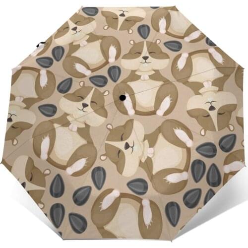 Sunny Umbrella Hamster Eats Sunflower Seeds Automatic folding portable men women umbrella Sunscreen rain Windproof beach parasol