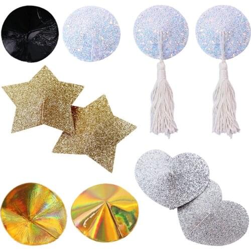 1 Pair Sexy Erotic Accessory of Sequin Self Adhesive Pasties Stickers Nipple Cover for Women Fetish Adults Games Flirt Sex Toys