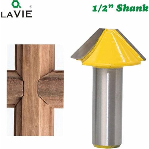 1pc 12mm 1/2 Solid Carbide V Shape Tenon Cutting Bits Knife Flat-bottomed Milling Cutters Router Bit for Wood Door Window 03150