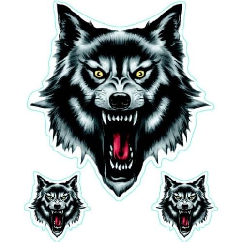1Pcs Wolf Head Decals Skull Head Fire Flame Funny Self-adhesive Sticker For Motorcycle Car Door Stickers Truck Helmet Decor