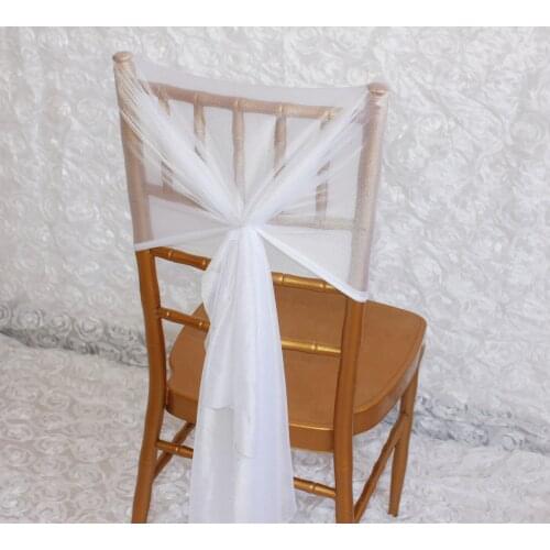10pcs White Chair Back Ribbon Chair Back Decoration Sweet Chair Cover Chiffon Sashes Bow Wedding Party Tie