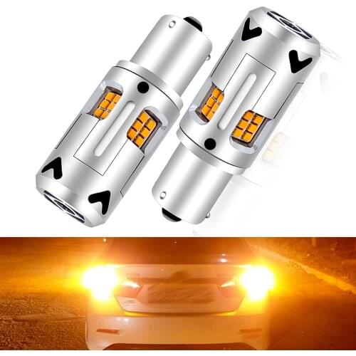 2pcs No Resistor, No Hyper Flash 26W High Power Amber BAU15S 7507 PY21W 1156PY LED Bulbs For Car Front or Rear Turn Signal Light