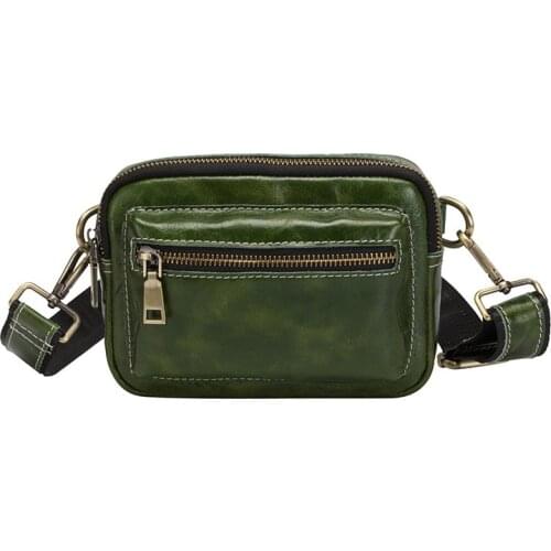 2020 casual wax leather small zipper crossbody bags women belt bag