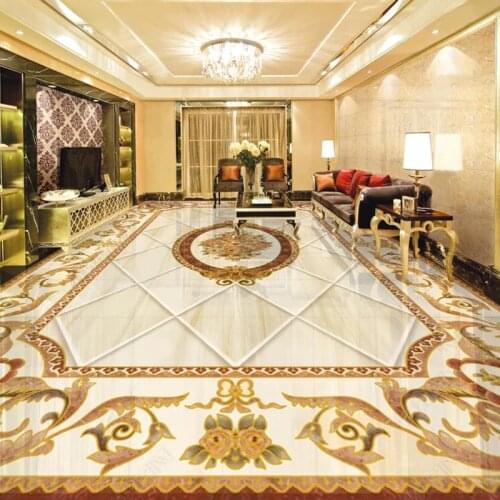 3D Tiles Floor Wallpaper European Style Marble Pattern Mural PVC Self-Adhesive Waterproof Home Decor Wallpaper Luxury 3D Sticker